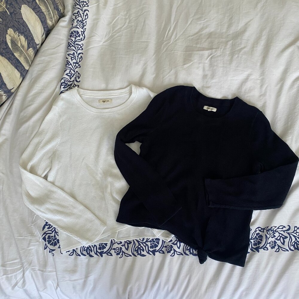 Madewell Texture & Thread Jacquard Knot-Front Top Bundle 2 pack